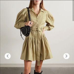 ULLA JOHNSON
Vivienne belted pleated cotton-poplin mini shirt dress
Size 10